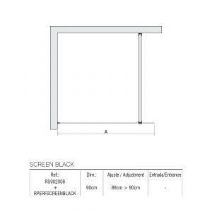 Écran de douche italien noir 90CM — RUBICER — visuel 2