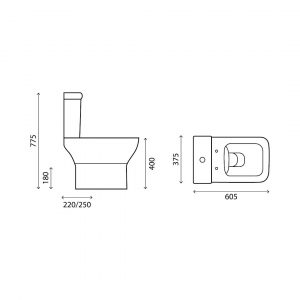 Toilettes Ultra avec réservoir, dessus et mécanisme, sans rebord — RUBICER – Image 2